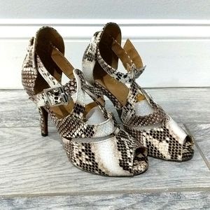 Burju Snakeskin Dance Heels